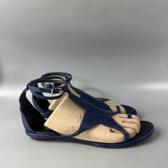 Brian Atwood Caterina Blue Leather Sandals, Size 8 - Picture 2 of 12